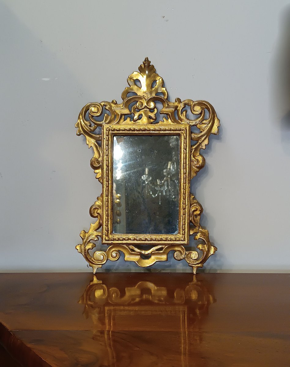 COPPIA DI PICCOLE SPECCHIERINE DORATE META’ DEL XIX SECOLO-photo-4