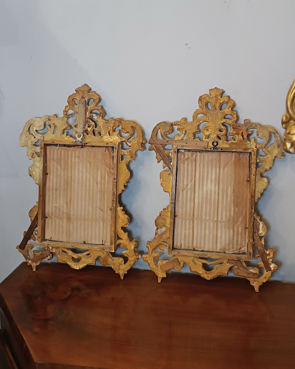 COPPIA DI PICCOLE SPECCHIERINE DORATE META’ DEL XIX SECOLO-photo-6