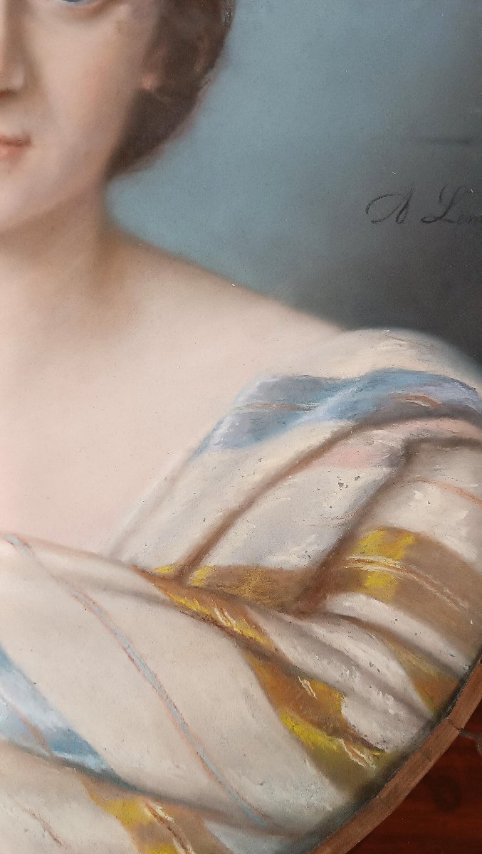 DIPINTO PASTELLO OVALE CON GIOVANE DONNA META’ XIX SECOLO -photo-2