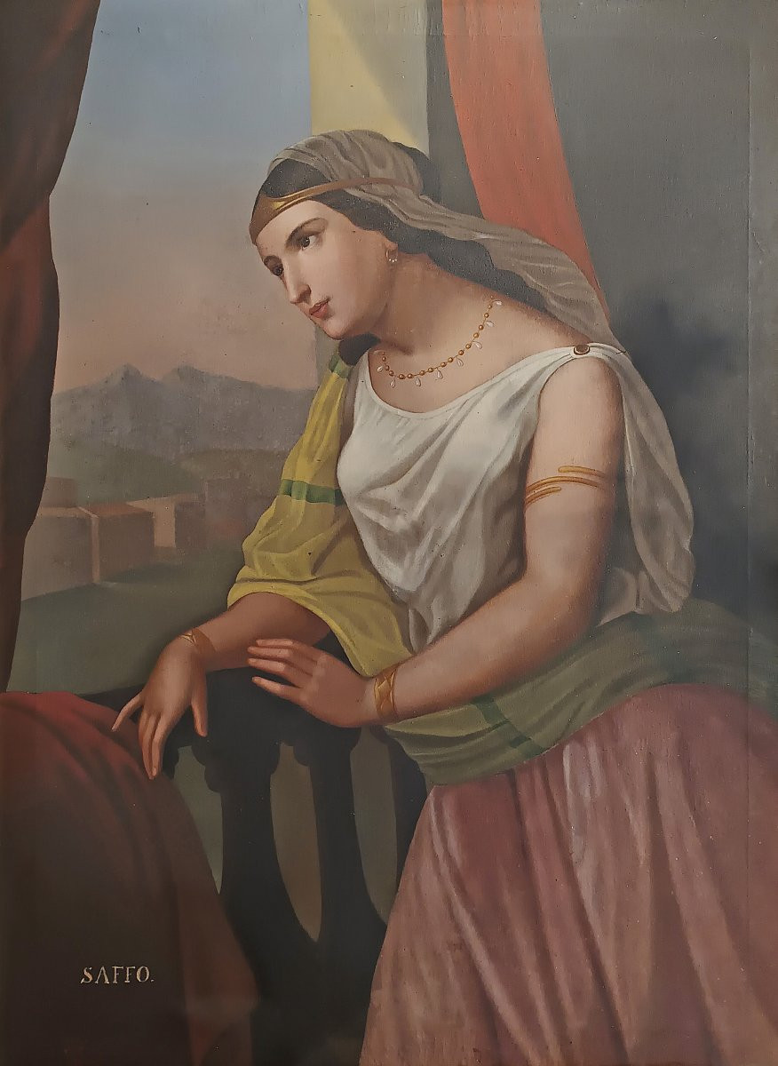 DIPINTO DELLA POETESSA SAFFO DI ENRICO FANFANI META’ XIX SECOLO -photo-2