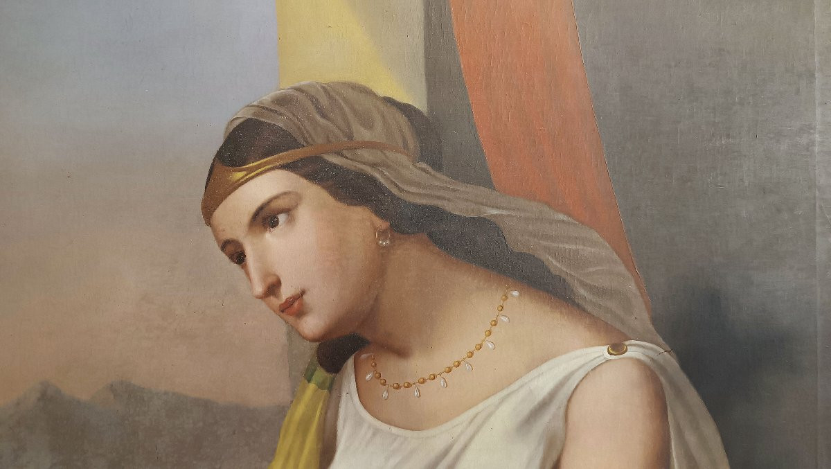 DIPINTO DELLA POETESSA SAFFO DI ENRICO FANFANI META’ XIX SECOLO -photo-3