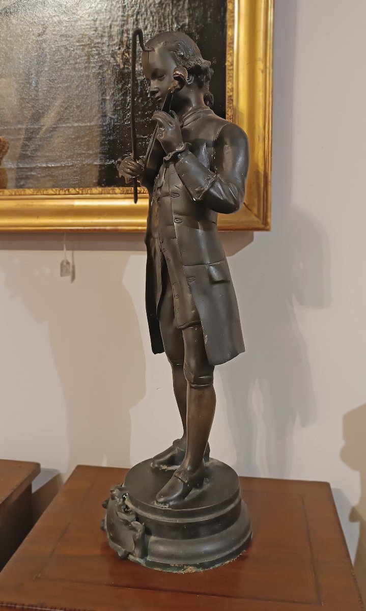 SCULTURA IN BRONZO RITRATTO DI MOZART FINE XIX SECOLO -photo-3