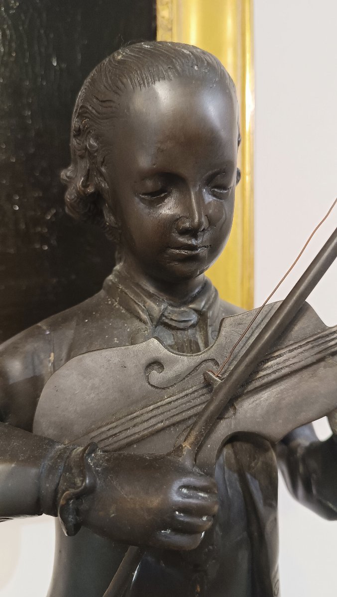 SCULTURA IN BRONZO RITRATTO DI MOZART FINE XIX SECOLO -photo-1