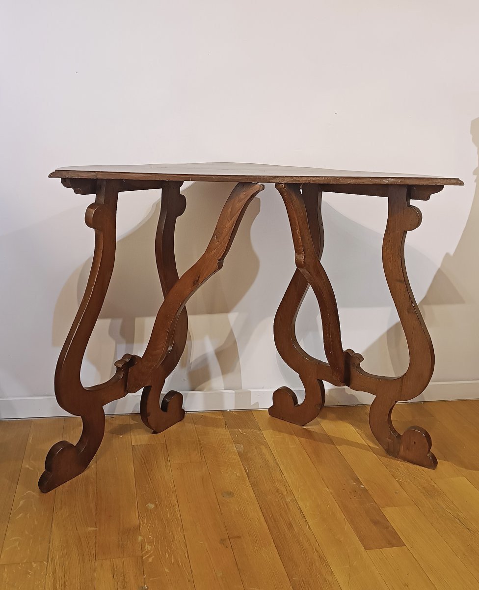 CONSOLLE DA MURO IN NOCE XVII SECOLO -photo-4