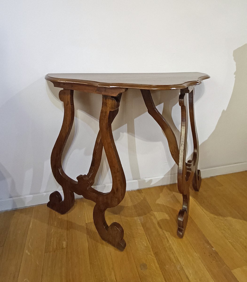 CONSOLLE DA MURO IN NOCE XVII SECOLO -photo-5