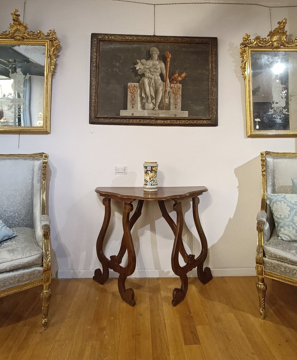 CONSOLLE DA MURO IN NOCE XVII SECOLO -photo-6