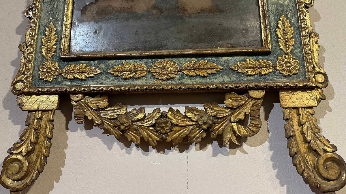 SPECCHIERA NEOCLASSICA DIPINTA E DORATA SECONDA META’ XVIII SECOLO-photo-4