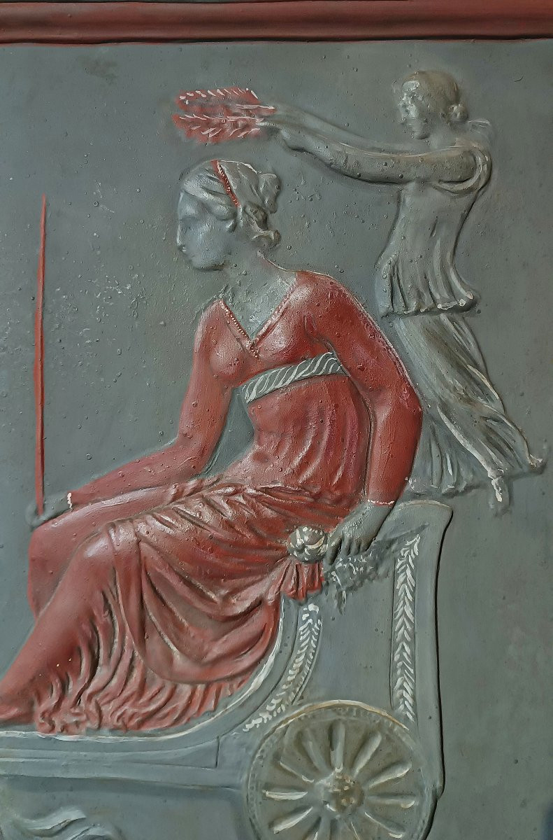 BASSORILIEVO IN STUCCO CON TRIONFO DI ARIANNA XVIII SECOLO-photo-3