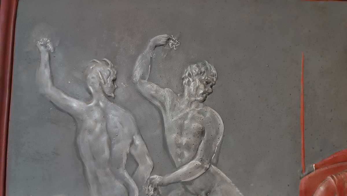 BASSORILIEVO IN STUCCO CON TRIONFO DI ARIANNA XVIII SECOLO-photo-1