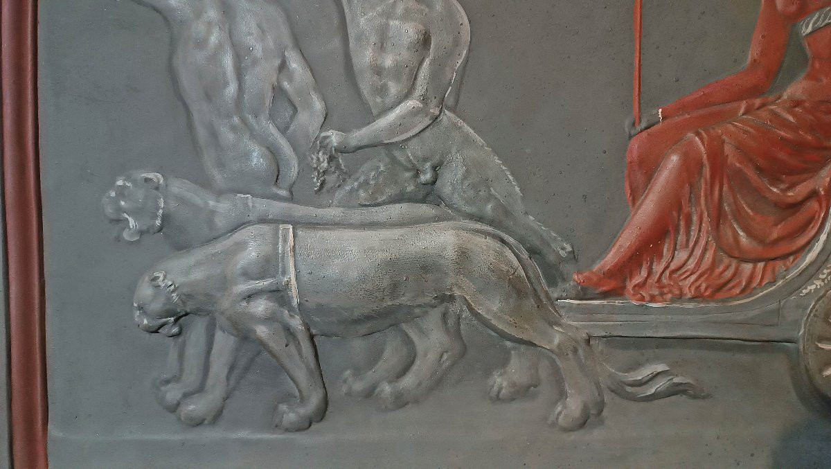 BASSORILIEVO IN STUCCO CON TRIONFO DI ARIANNA XVIII SECOLO-photo-2