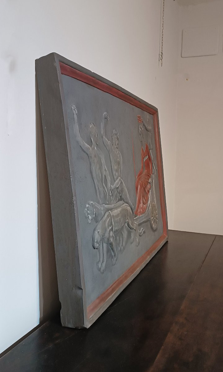 BASSORILIEVO IN STUCCO CON TRIONFO DI ARIANNA XVIII SECOLO-photo-4