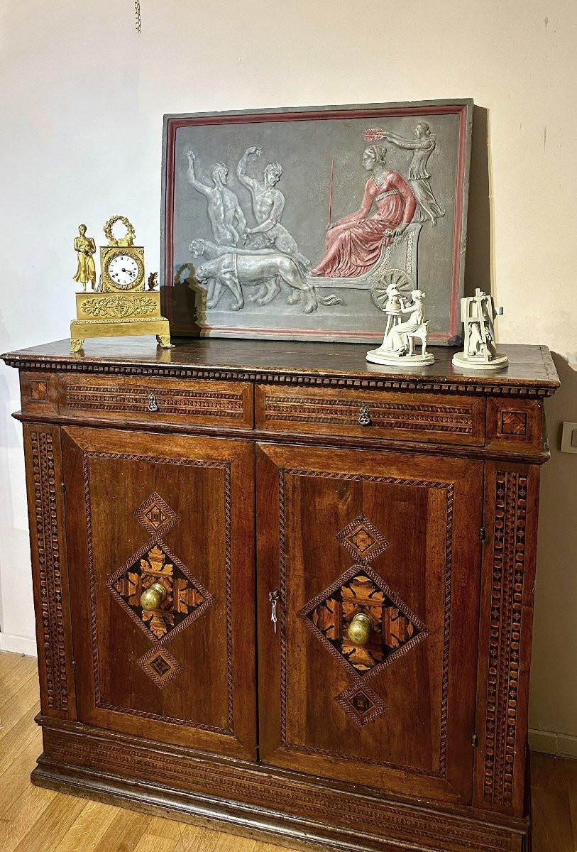 BASSORILIEVO IN STUCCO CON TRIONFO DI ARIANNA XVIII SECOLO-photo-6