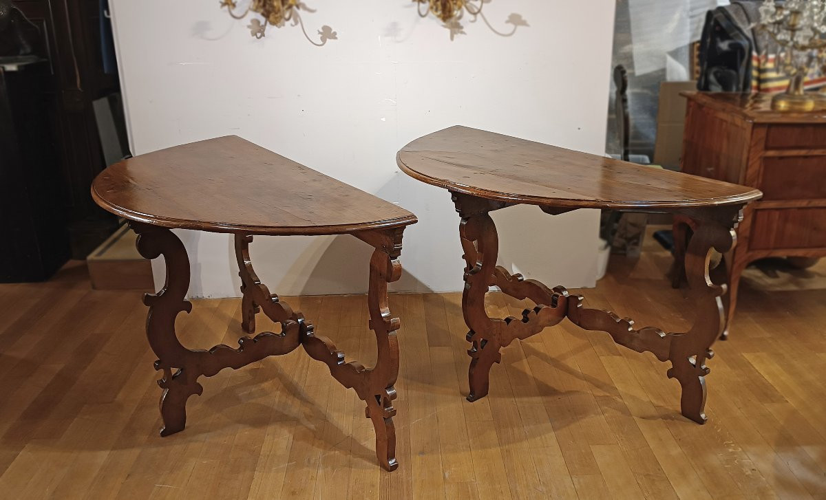 COPPIA DI CONSOLLES LUIGI XIV IN NOCE FINE DEL XVII SECOLO -photo-3