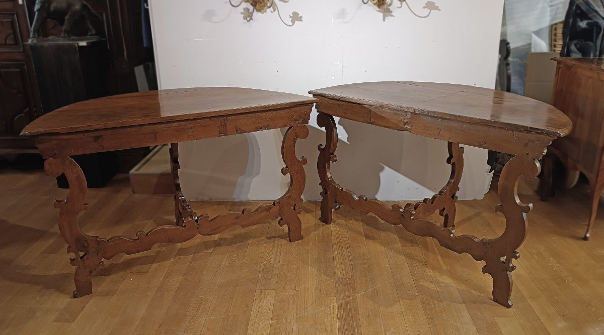 COPPIA DI CONSOLLES LUIGI XIV IN NOCE FINE DEL XVII SECOLO -photo-4