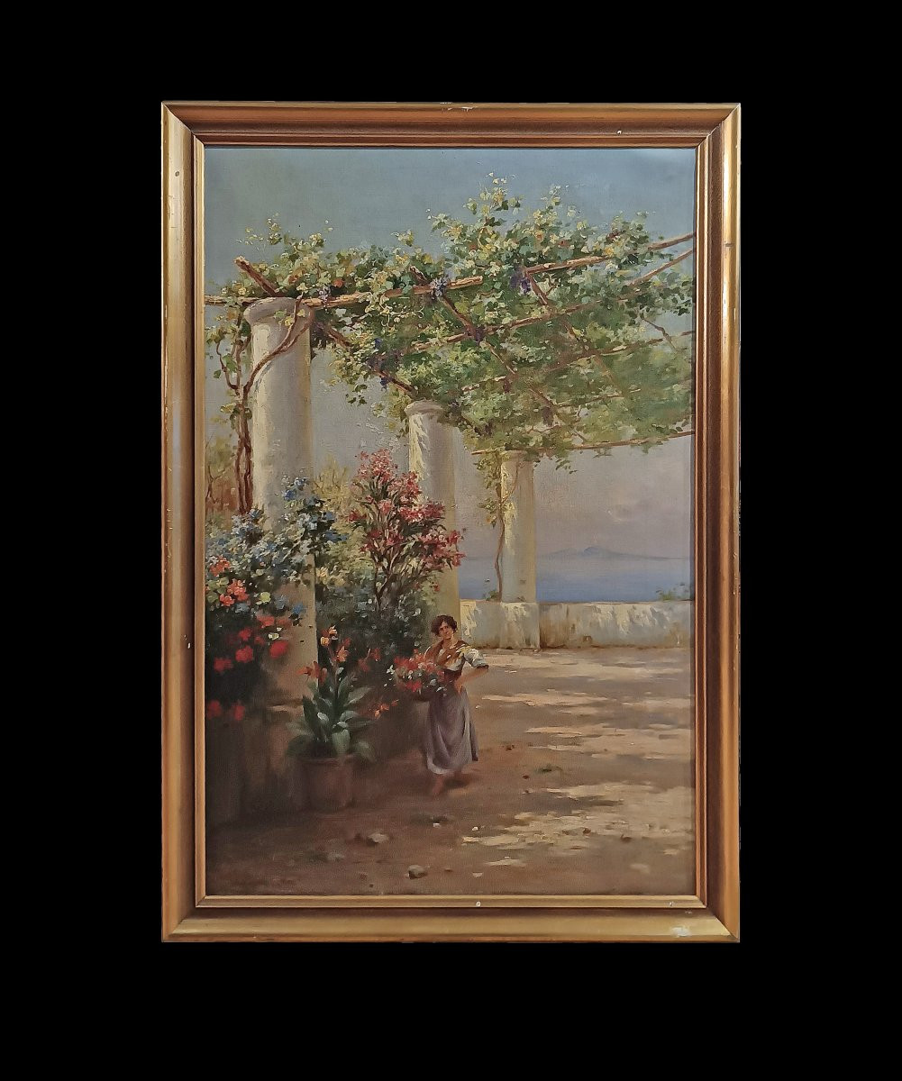 DIPINTO CON SCORCIO NAPOLETANO PRIMA META’ XIX SECOLO-photo-2