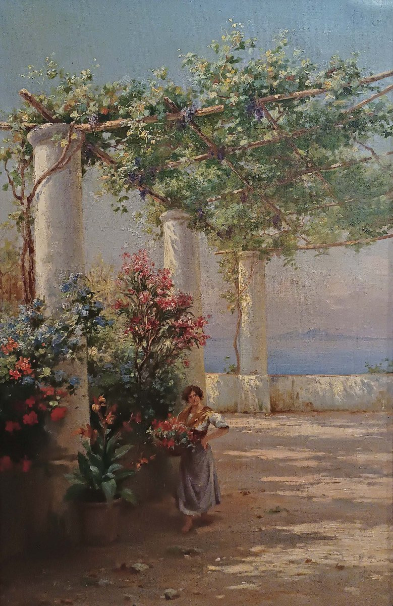 DIPINTO CON SCORCIO NAPOLETANO PRIMA META’ XIX SECOLO-photo-3