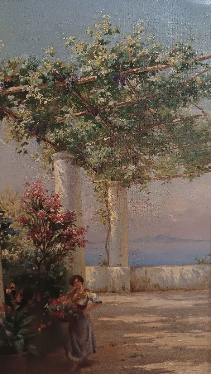 DIPINTO CON SCORCIO NAPOLETANO PRIMA META’ XIX SECOLO-photo-4