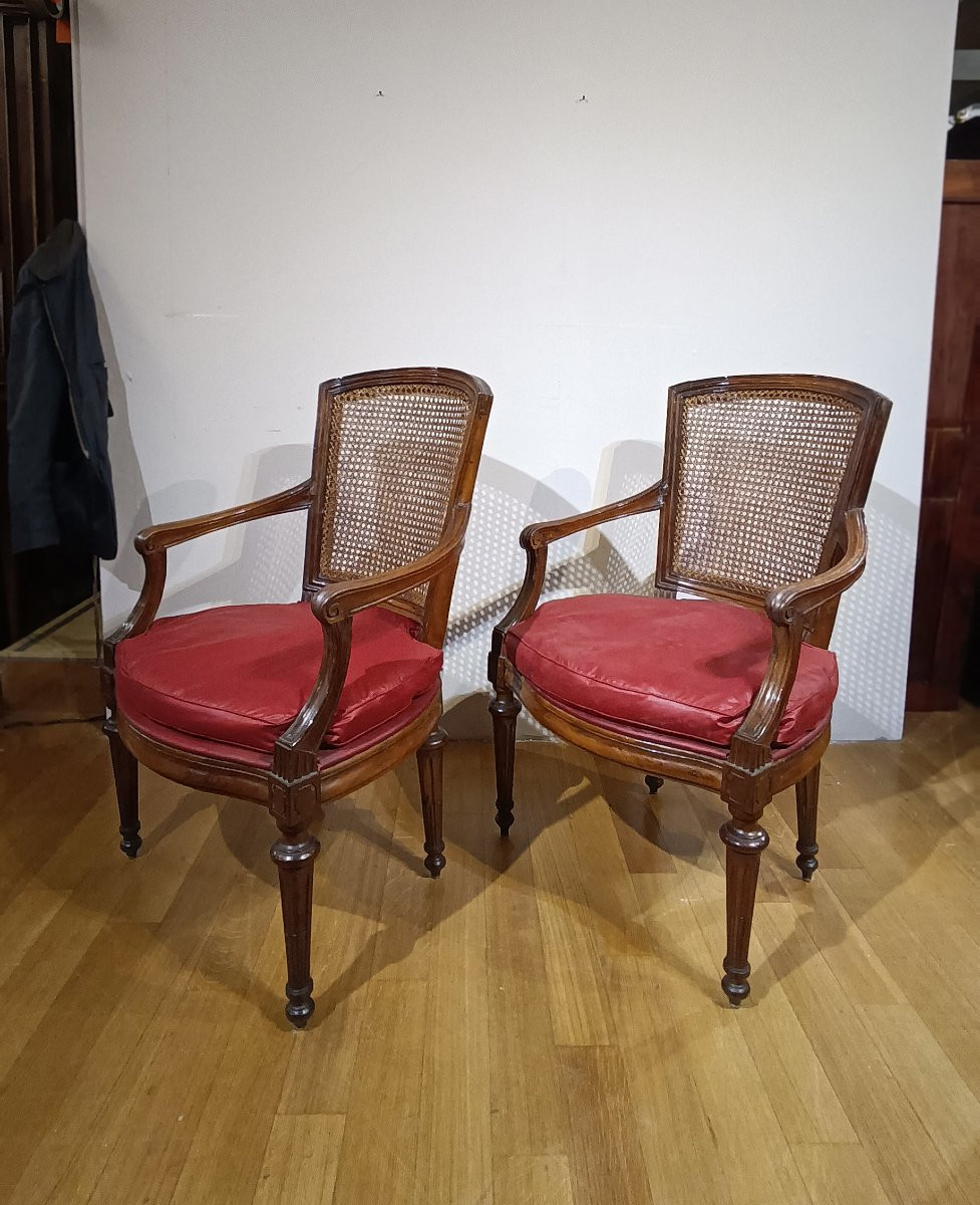 COPPIA DI POLTRONE NEOCLASSICHE FINE XVIII SECOLO-photo-3