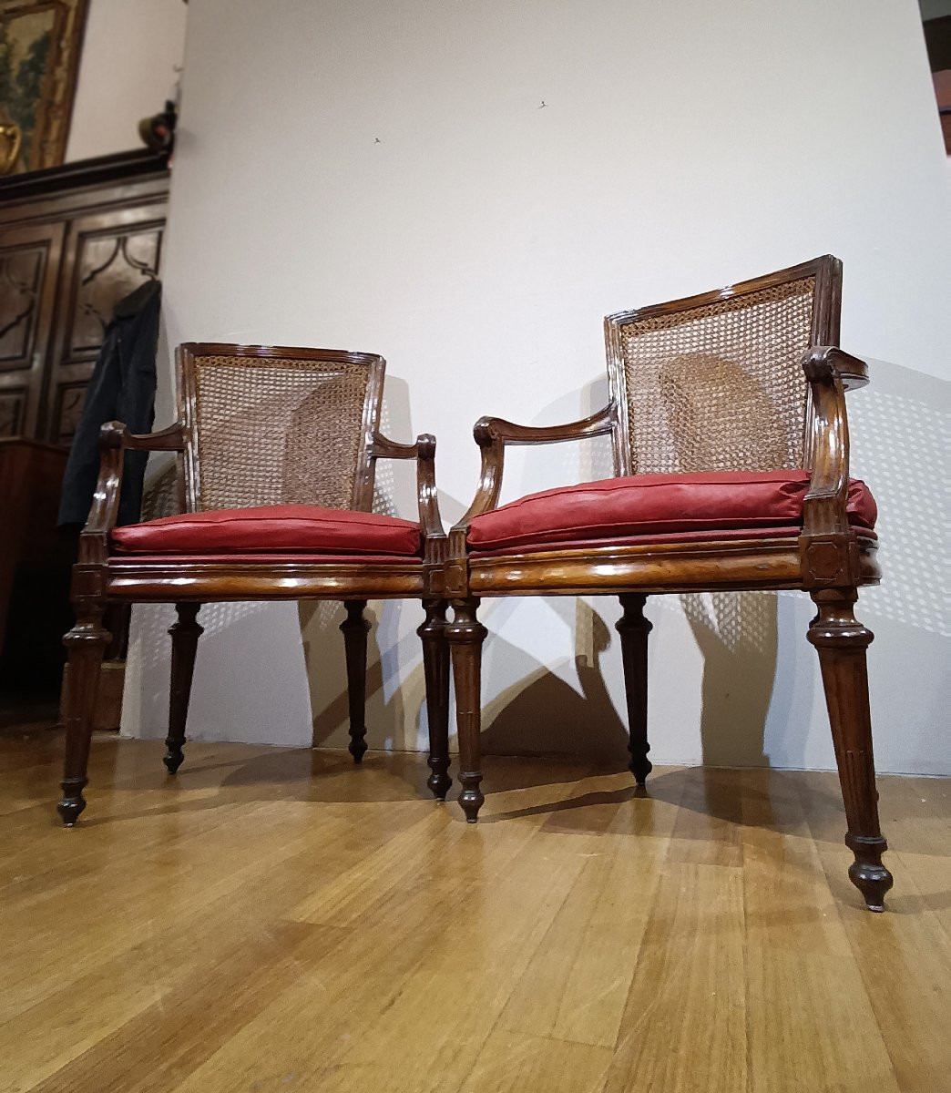 COPPIA DI POLTRONE NEOCLASSICHE FINE XVIII SECOLO-photo-5