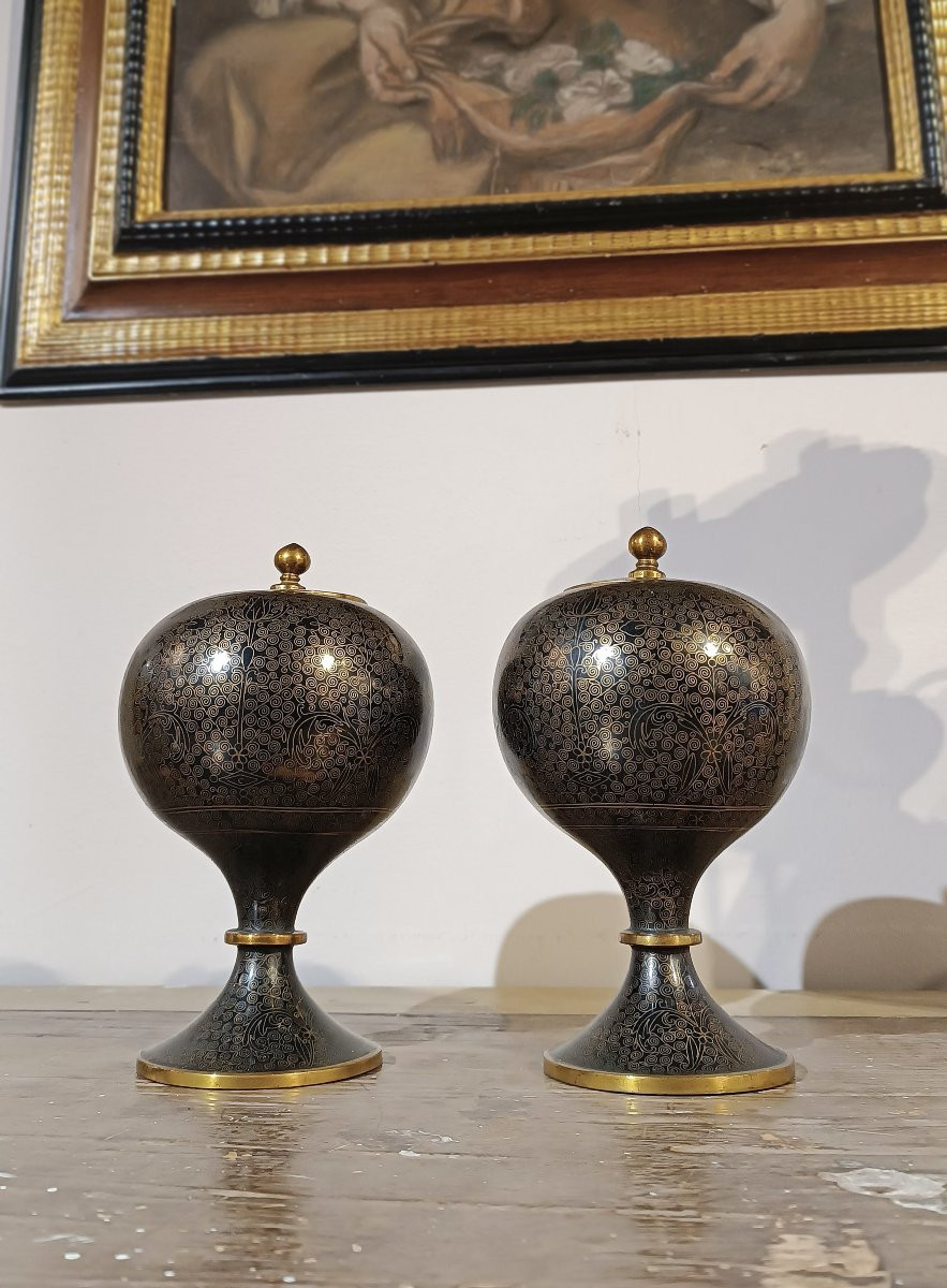 COPPIA DI VASI CLOISONNÉ CINA PRIMA META’ XIX SECOLO-photo-3