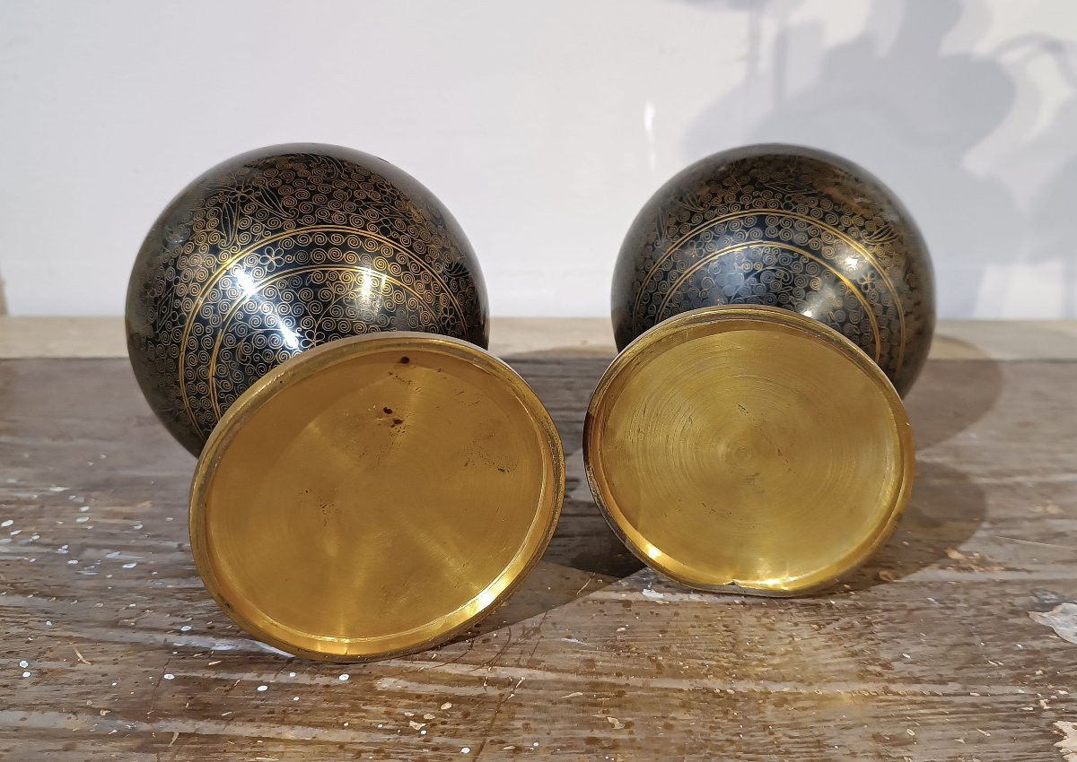 COPPIA DI VASI CLOISONNÉ CINA PRIMA META’ XIX SECOLO-photo-5