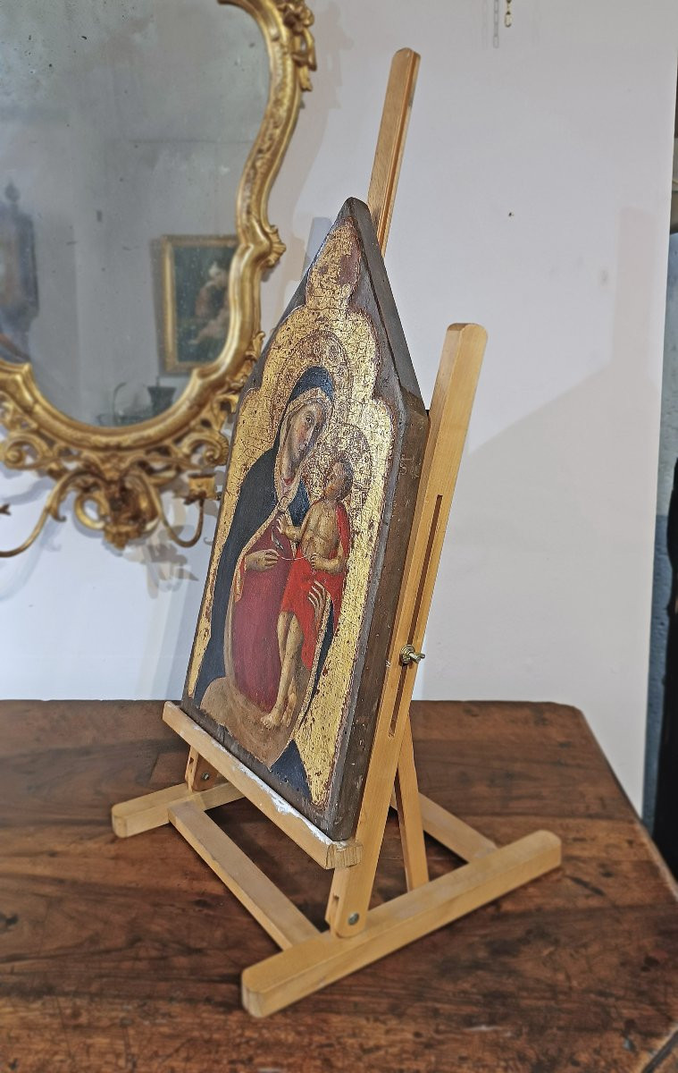 DIPINTO CON MADONNA E BAMBINO SU FONDO ORO PRIMI DEL XV SECOLO -photo-2
