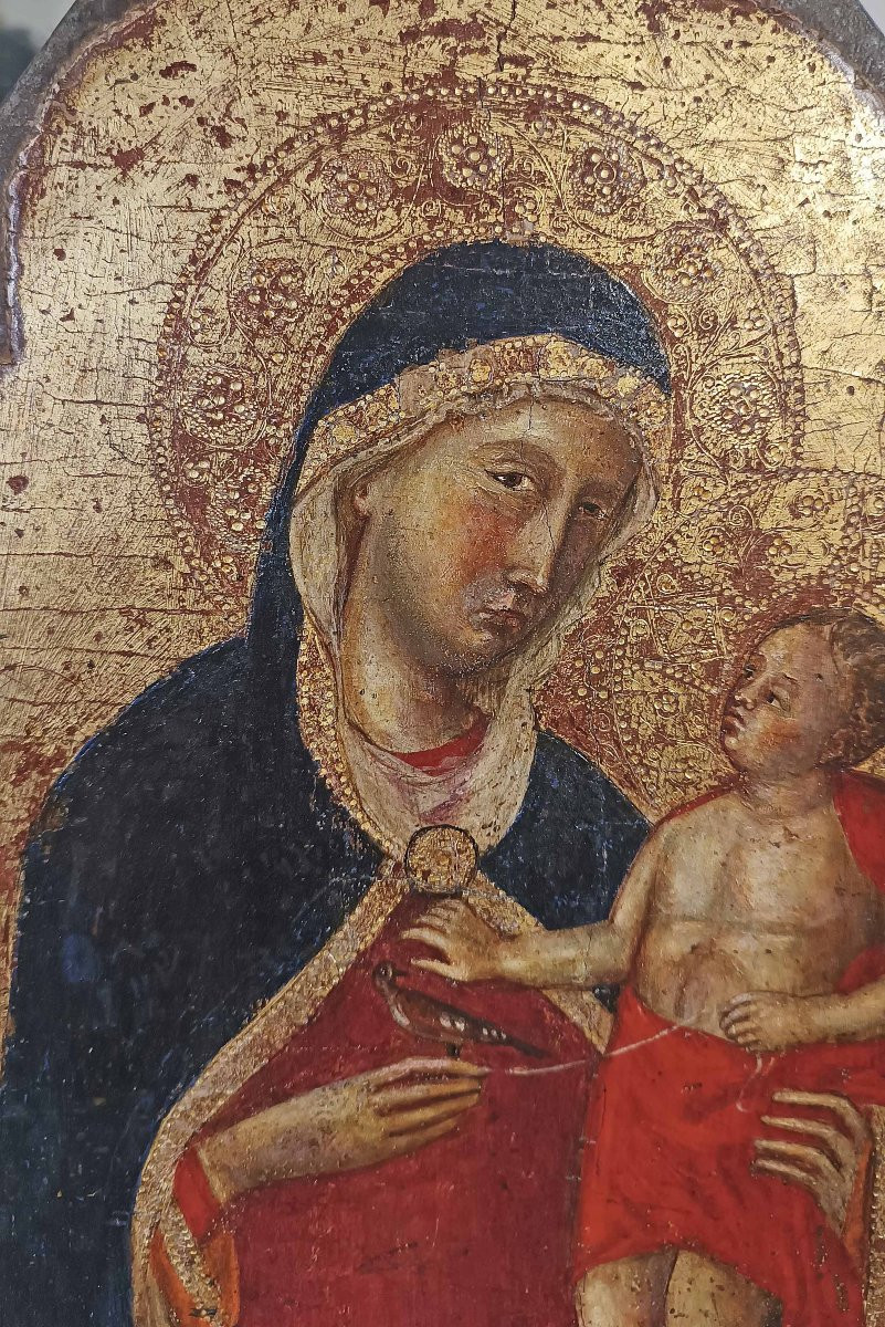 DIPINTO CON MADONNA E BAMBINO SU FONDO ORO PRIMI DEL XV SECOLO -photo-2