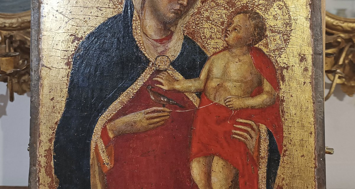 DIPINTO CON MADONNA E BAMBINO SU FONDO ORO PRIMI DEL XV SECOLO -photo-4