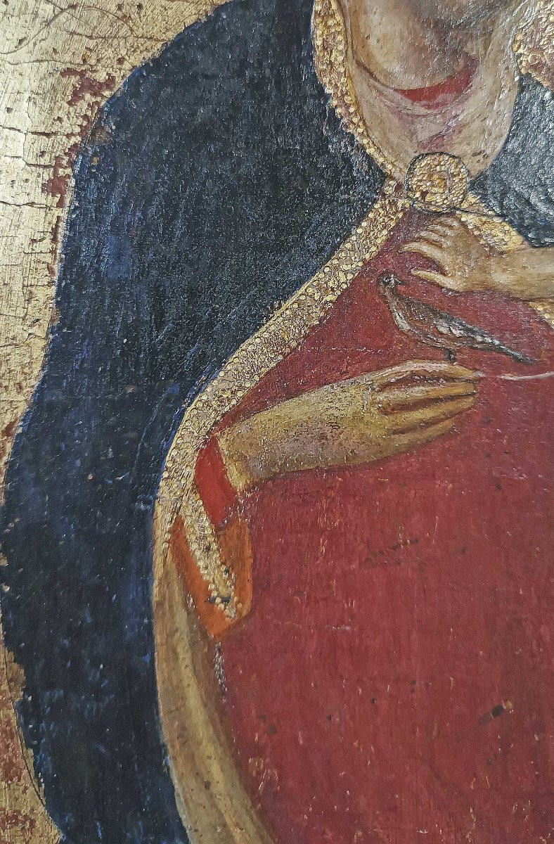 DIPINTO CON MADONNA E BAMBINO SU FONDO ORO PRIMI DEL XV SECOLO -photo-5