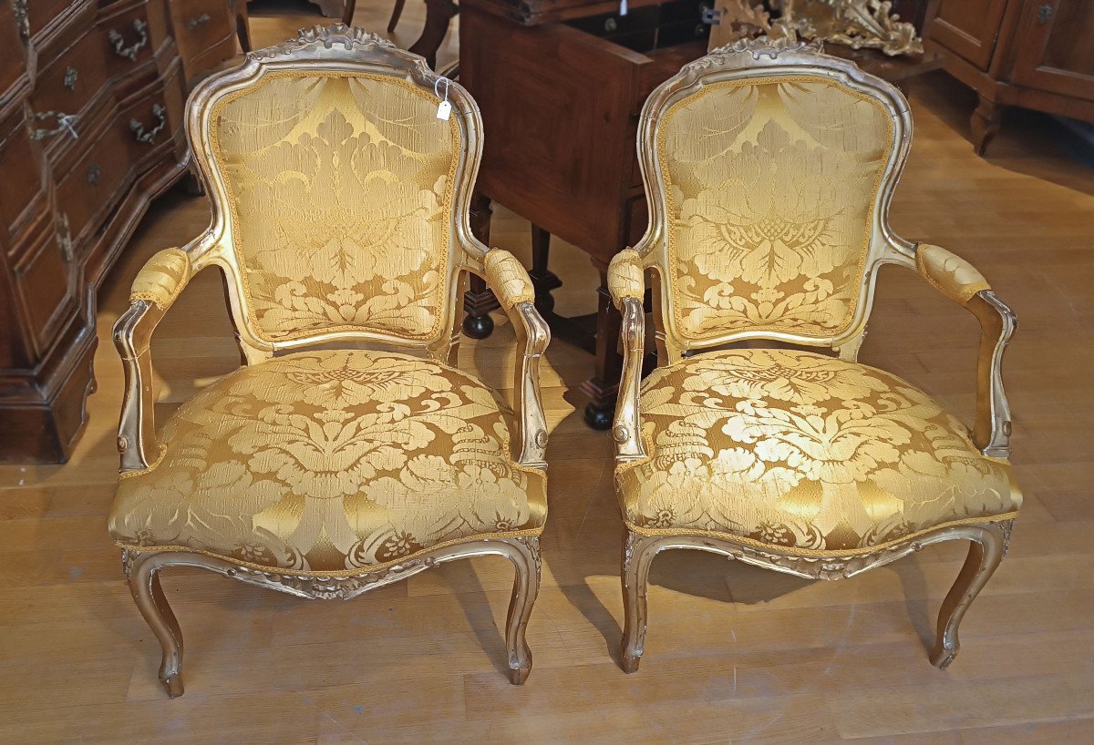 COPPIA DI POLTRONE DORATE IN STILE NEOCLASSICO PRIMA META' XIX SECOLO -photo-2