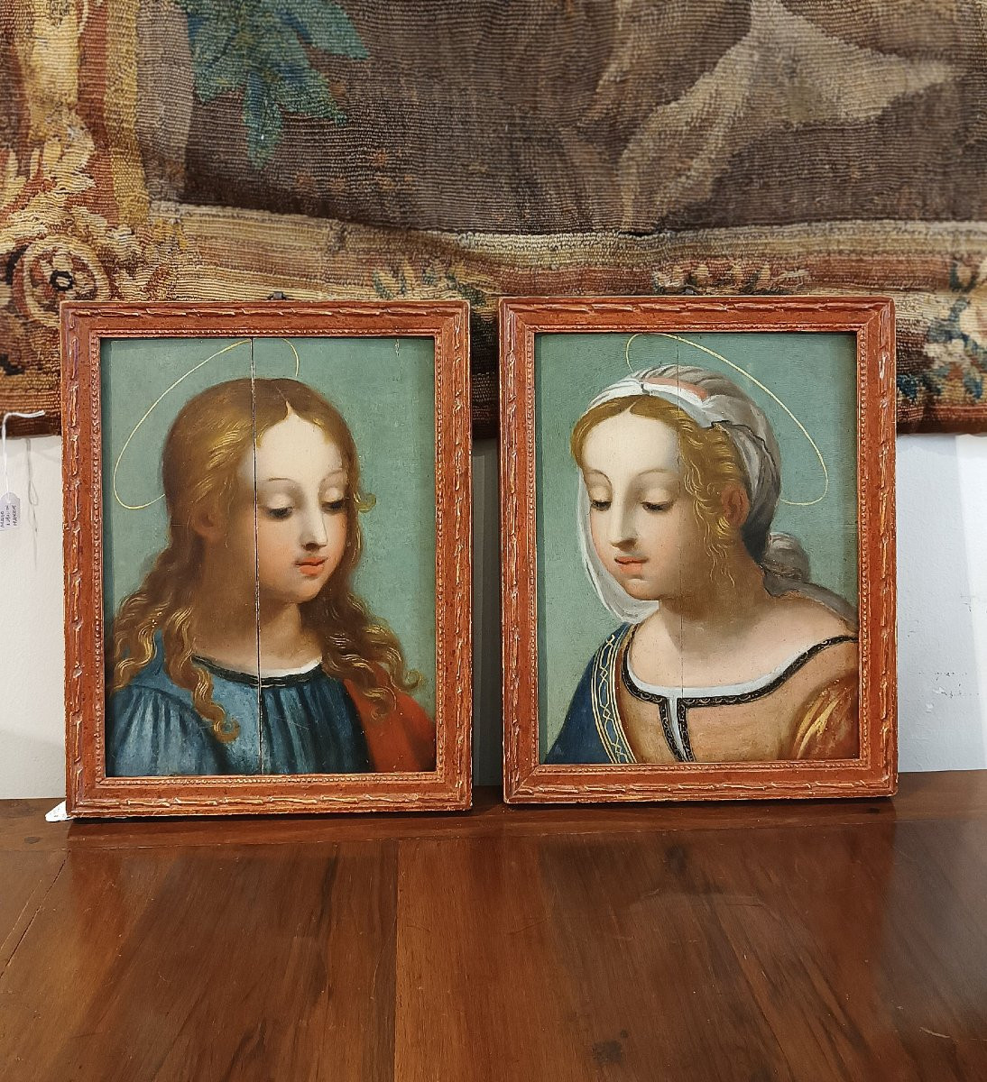 COPPIA DI DIPINTI AD OLIO SU TAVOLA FINE XVI SECOLO-photo-2