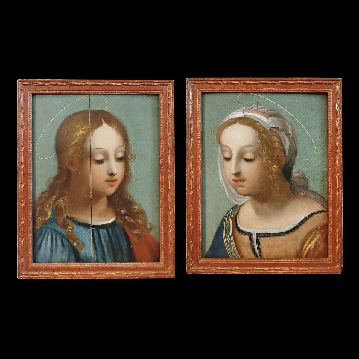 COPPIA DI DIPINTI AD OLIO SU TAVOLA FINE XVI SECOLO-photo-8