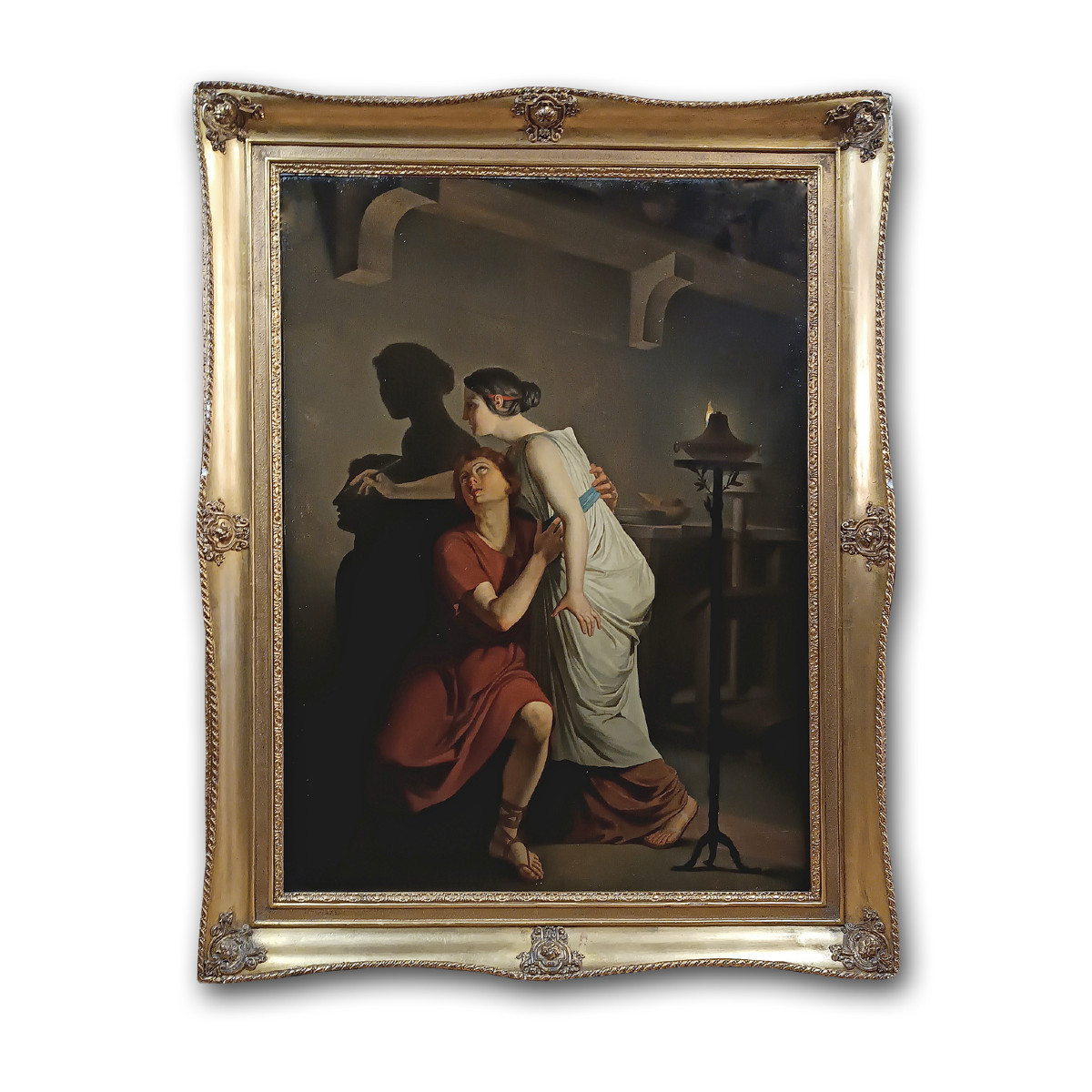 DIPINTO “L’INVENZIONE DELL’ARTE PITTORICA” META’ XIX SECOLO 