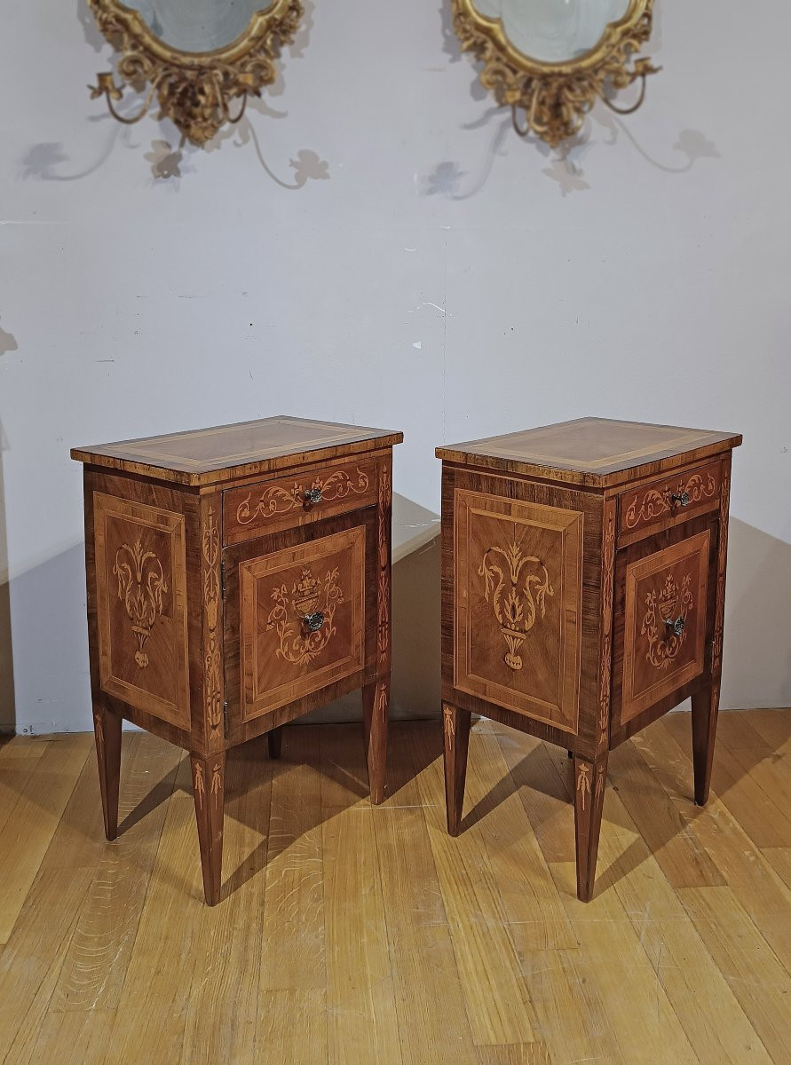 COPPIA DI COMODINI NEOCLASSICI TOSCANI FINE XVIII SECOLO-photo-2
