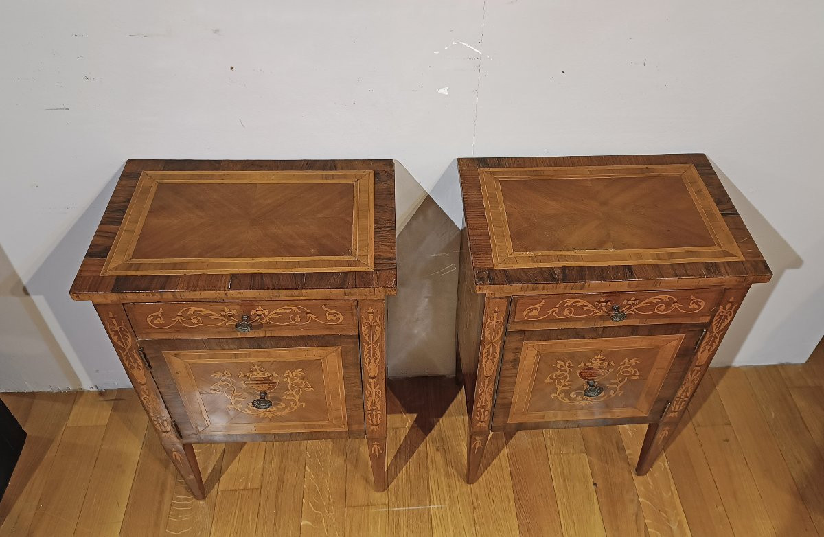COPPIA DI COMODINI NEOCLASSICI TOSCANI FINE XVIII SECOLO-photo-1