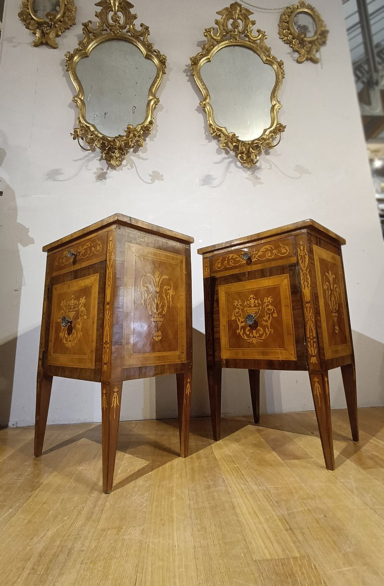 COPPIA DI COMODINI NEOCLASSICI TOSCANI FINE XVIII SECOLO-photo-8