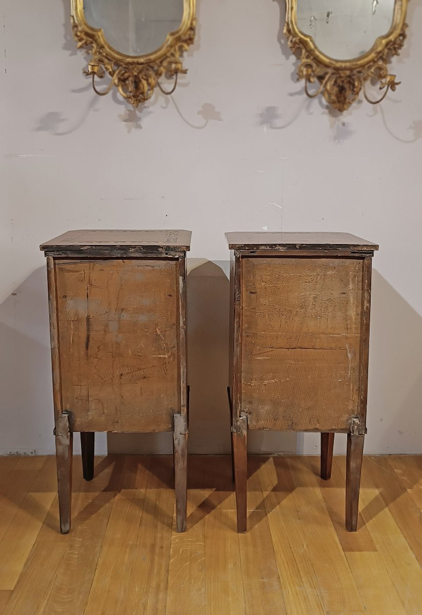 COPPIA DI COMODINI LUIGI XVI INTARSIATI SECONDA META’ XVIII SECOLO -photo-4