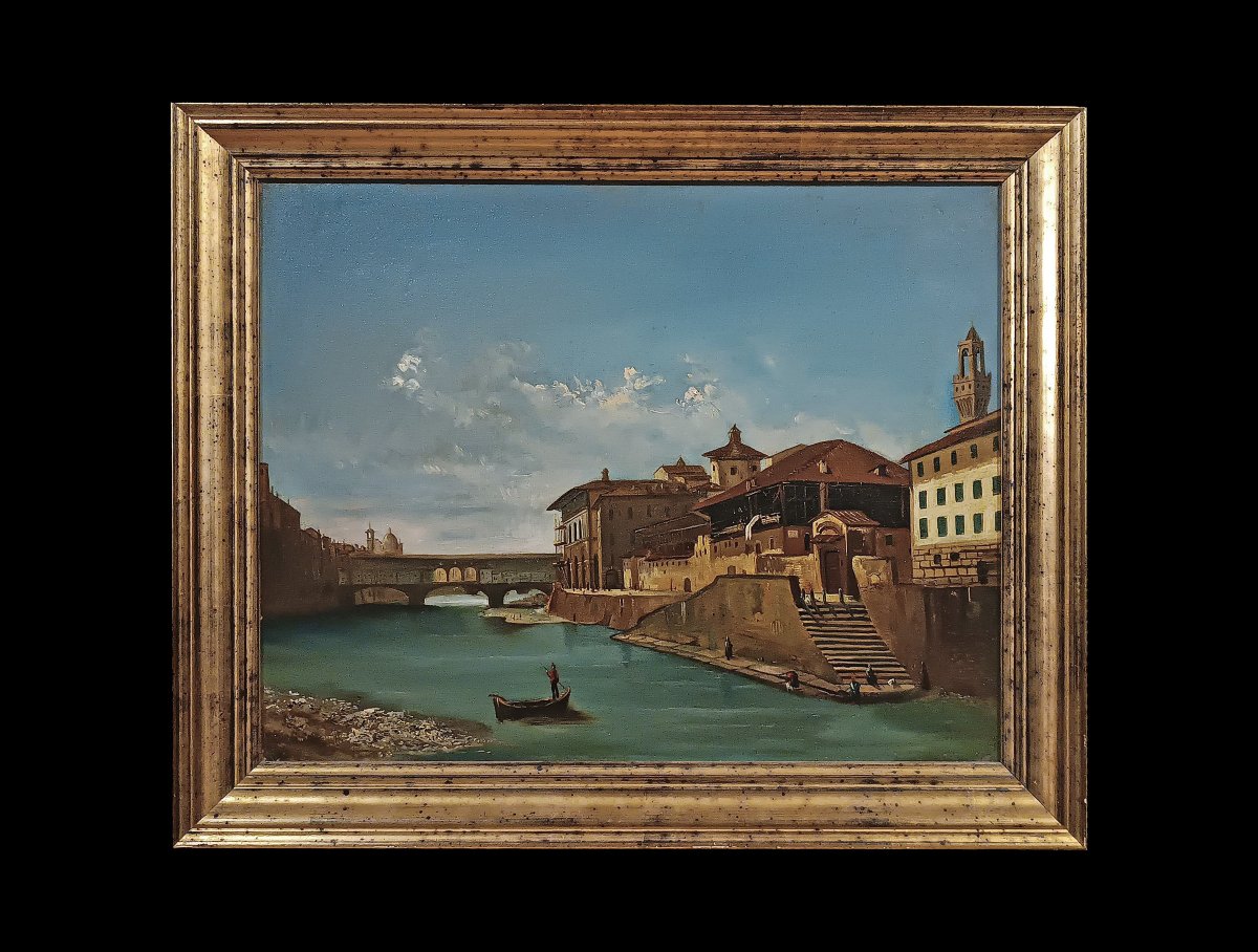 DIPINTO CON PAESAGGIO FIORENTINO SECONDA META’ XIX SECOLO -photo-2