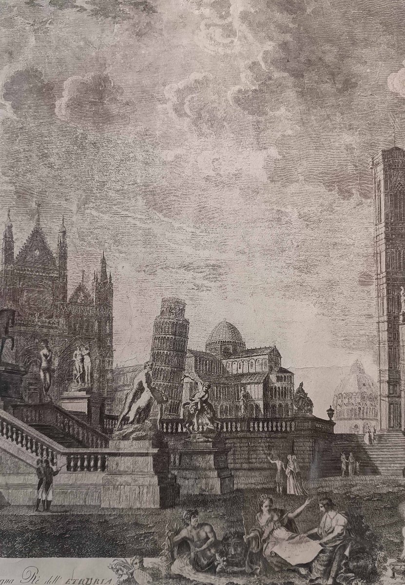 COPPIA DI INCISIONI CON MONUMENTI DI ROMA E DELL’ETRURIA FINE DEL XIX SECOLO -photo-2