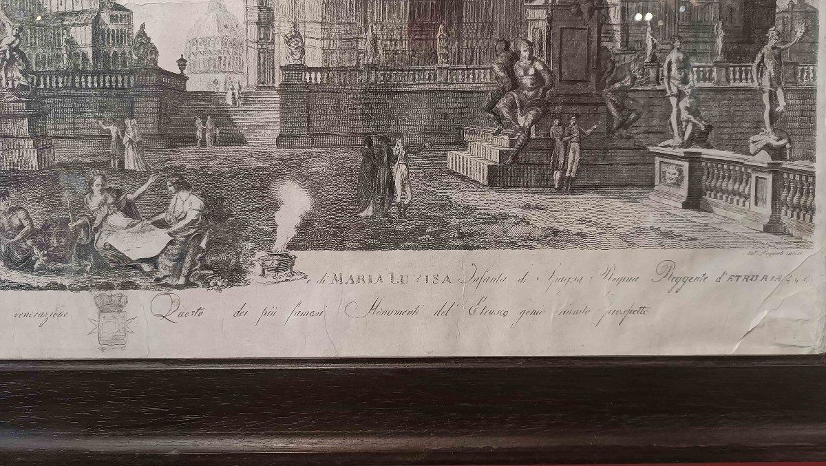 COPPIA DI INCISIONI CON MONUMENTI DI ROMA E DELL’ETRURIA FINE DEL XIX SECOLO -photo-1