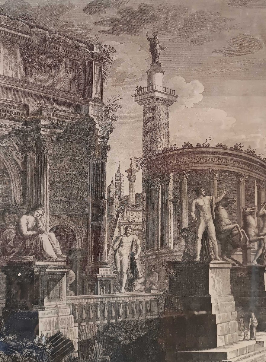 COPPIA DI INCISIONI CON MONUMENTI DI ROMA E DELL’ETRURIA FINE DEL XIX SECOLO -photo-2