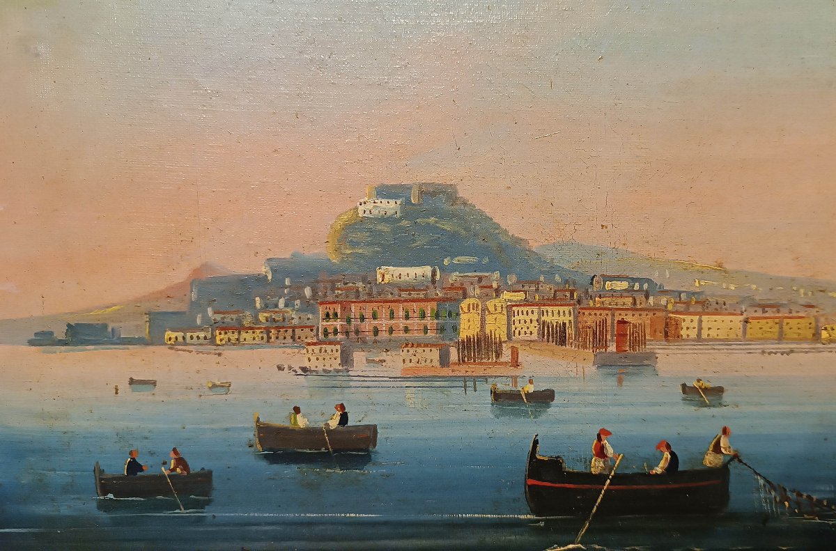 COPPIA DI DIPINTI CON GOLFO DI NAPOLI META’ XIX SECOLO-photo-4
