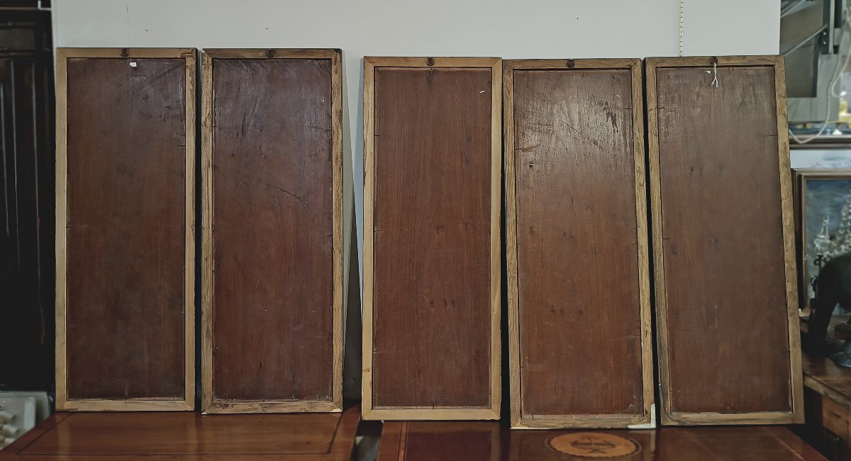 CINQUE PANNELLI IN LEGNO INTAGLIATO QING META’ XIX SECOLO -photo-6