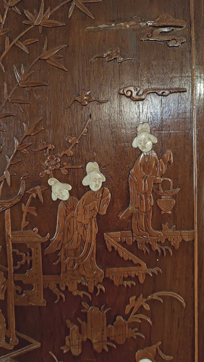 CINQUE PANNELLI IN LEGNO INTAGLIATO QING META’ XIX SECOLO -photo-7