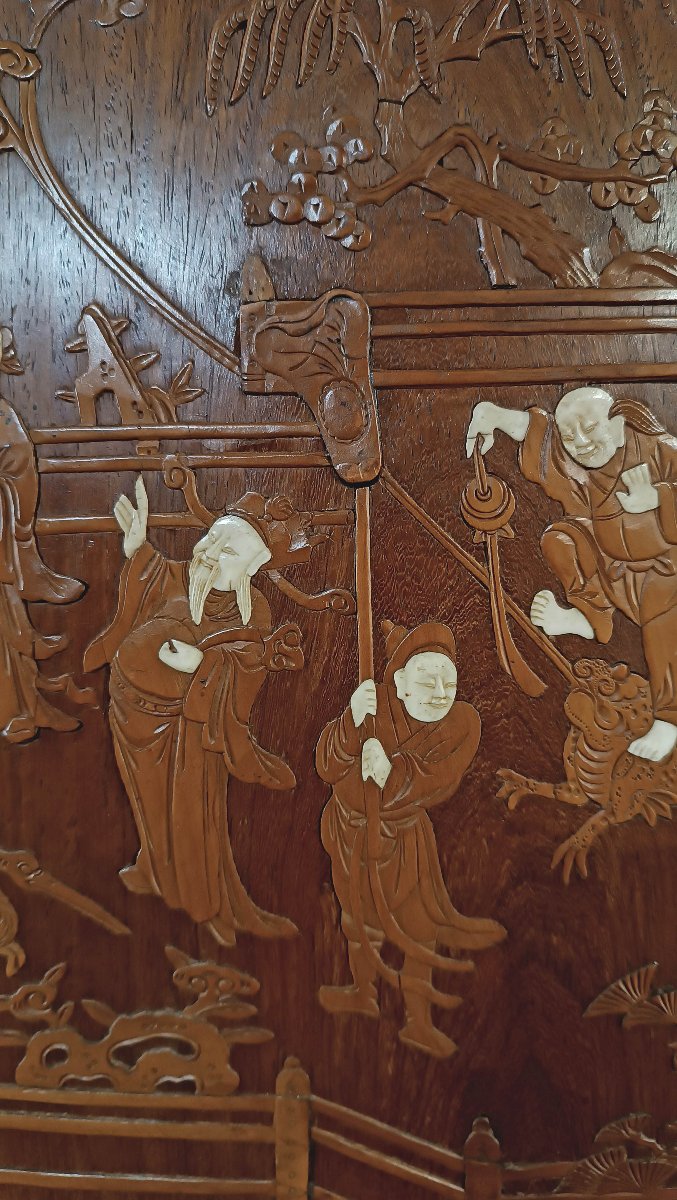 CINQUE PANNELLI IN LEGNO INTAGLIATO QING META’ XIX SECOLO -photo-8