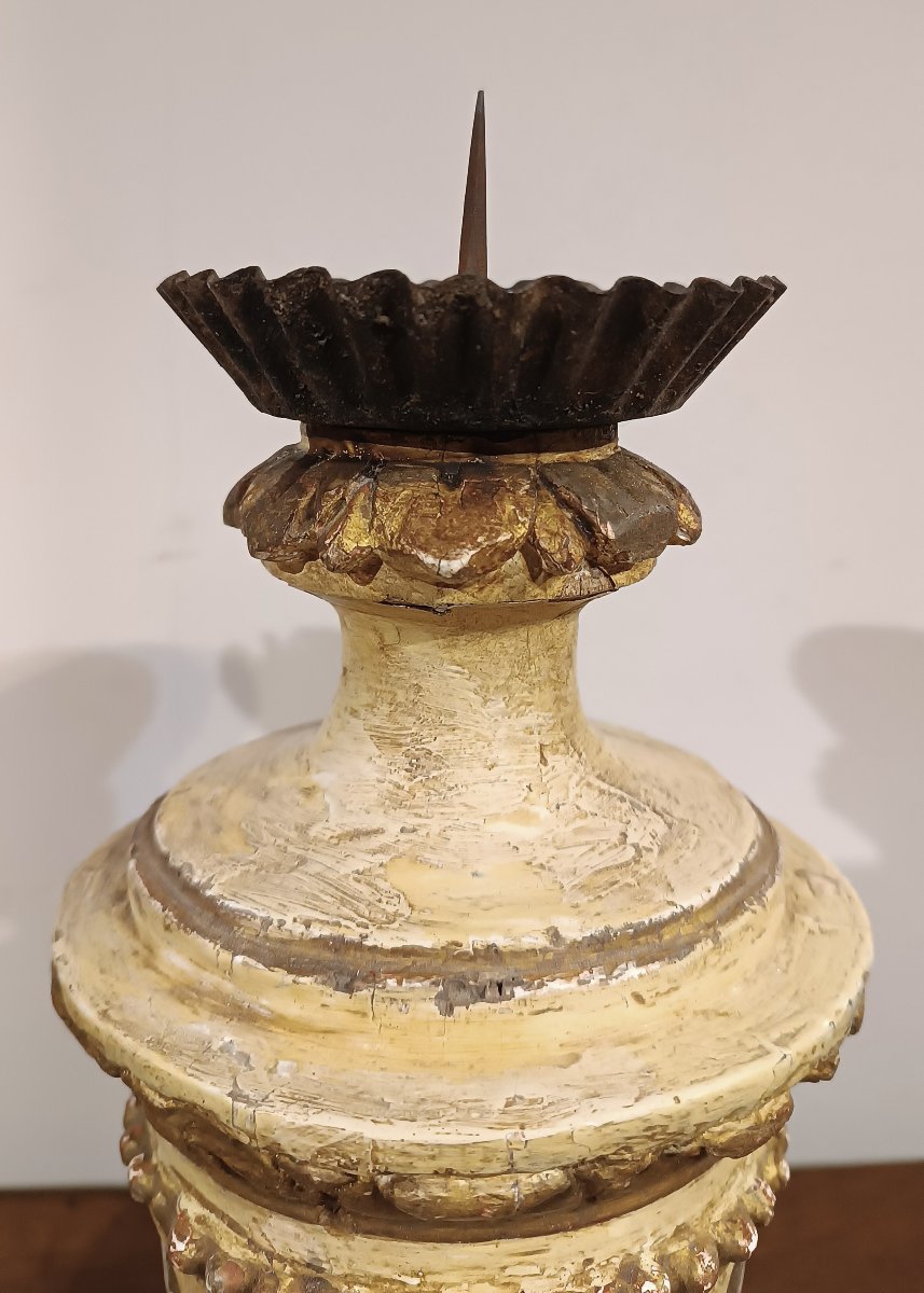 COPPIA DI CANDELABRI LACCATI E DORATI SECONDA META’ XVIII SECOLO-photo-1