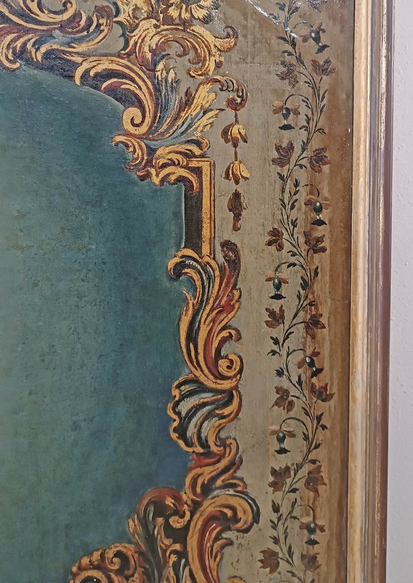 DIPINTO CON ALLEGORIA DI PUTTO ALATO FINE XVIII SECOLO-photo-3