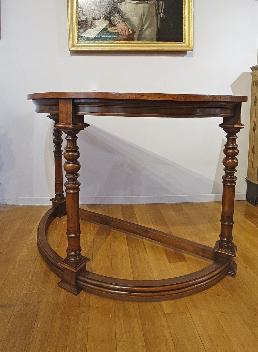 CONSOLLE A MEZZALUNA IN NOCE FINE DEL XVII SECOLO -photo-2