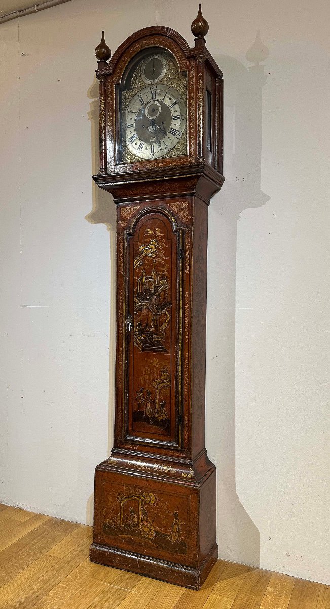 OROLOGIO A TORRE IN LACCA VENEZIANA META’ XVIII SECOLO-photo-2