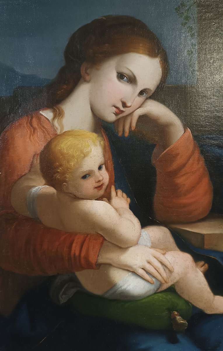 DIPINTO MADONNA CON BAMBINO FINE XVIII SECOLO -photo-3